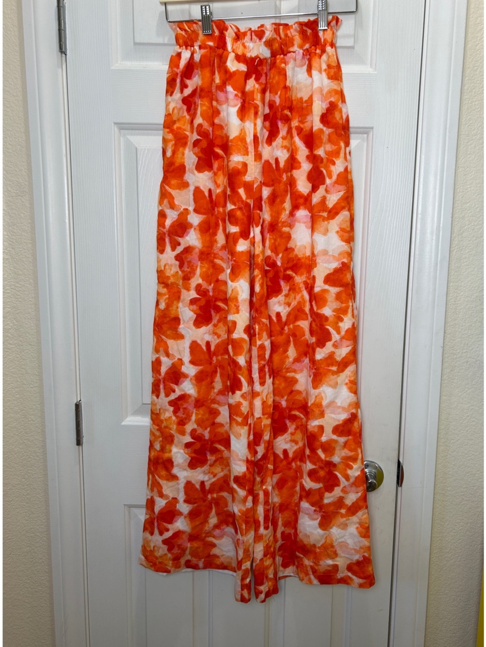 Windsor NWT Orange Watercolor Floral Wide Leg Palazzo Pants High Rise Small